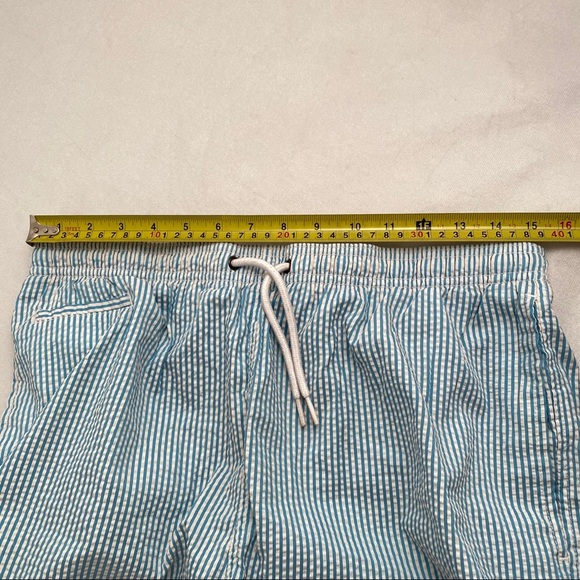Surf and Swim Co turquoise blue and white striped swim trunks - Picture 5 of 7